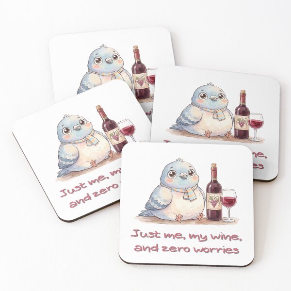Item preview, Just Me, My Wine, and Zero Worries | Cute Relaxed Pigeon Meme Design designed and sold by HelgaCraftery.