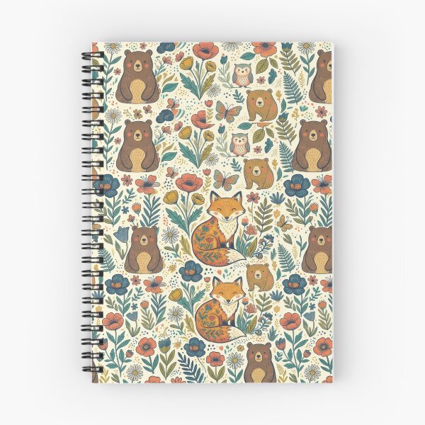 Item preview, Cute woodland animal pattern with bears, foxes and owls – floral seamless design designed and sold by Lexyfy.