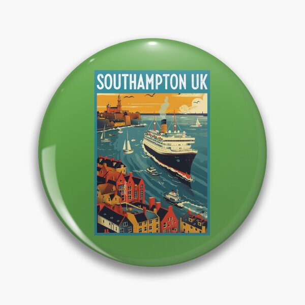 Item preview, Southampton UK travel poster in the style of 50s screen print travel posters designed and sold by windmildesigner.