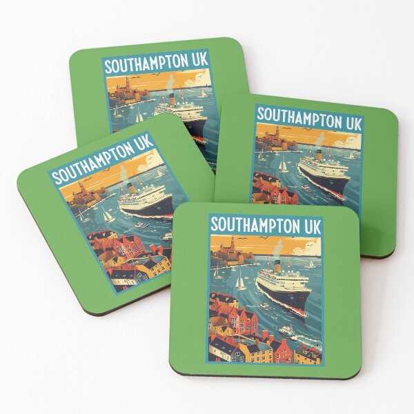 Item preview, Southampton UK travel poster in the style of 50s screen print travel posters designed and sold by windmildesigner.