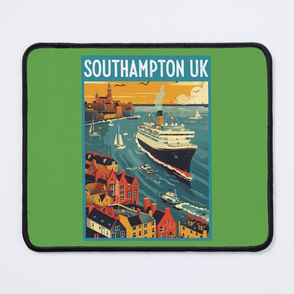 Item preview, Southampton UK travel poster in the style of 50s screen print travel posters designed and sold by windmildesigner.