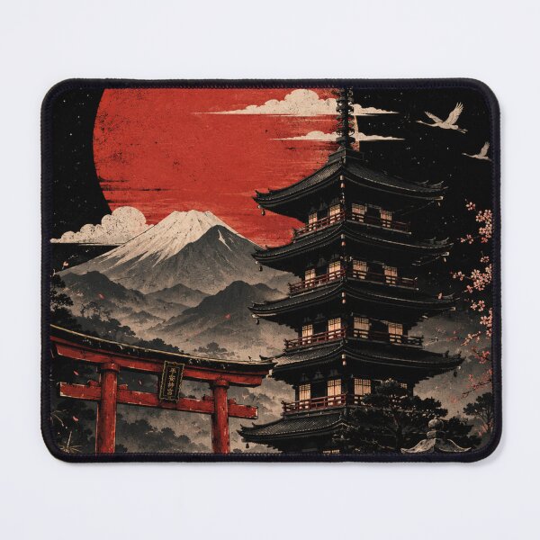 Item preview, Vintage Japanese Pagoda & Torii Gate at Sunset designed and sold by MKDSN.