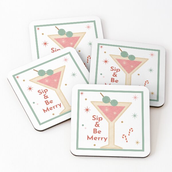 Item preview, Sip & Be Merry Christmas Cocktail Illustration | Retro Holiday Party Art designed and sold by Clementine Club.