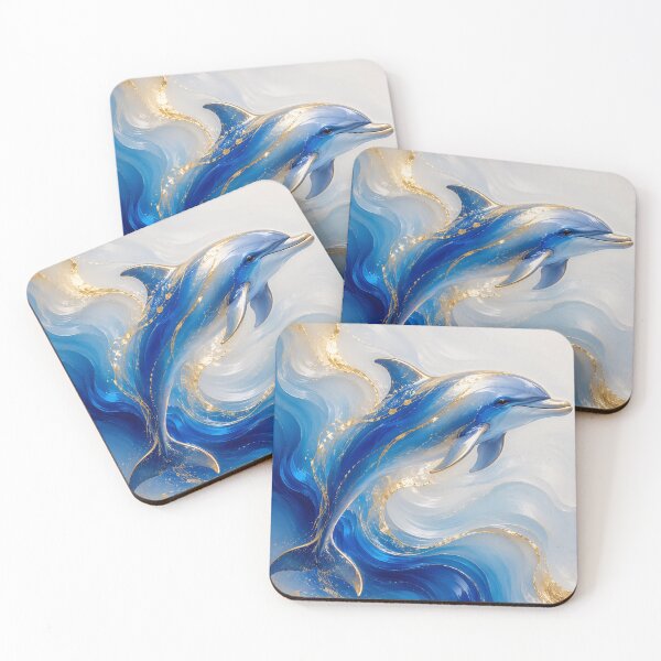Item preview, Blue Dolphin Ocean Wave Wall Art designed and sold by aurelixagency.