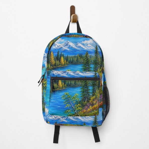 Item preview, Snowy Cold Mountains Lake Colourful Flowers Nature River Artwork designed and sold by MarlinMatt.