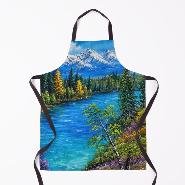 Item preview, Snowy Cold Mountains Lake Colourful Flowers Nature River Artwork designed and sold by MarlinMatt.