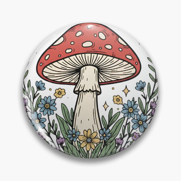 Artikelvorschau, Cottagecore-Pilz mit Wildblumen entworfen und verkauft von Zee Choice.