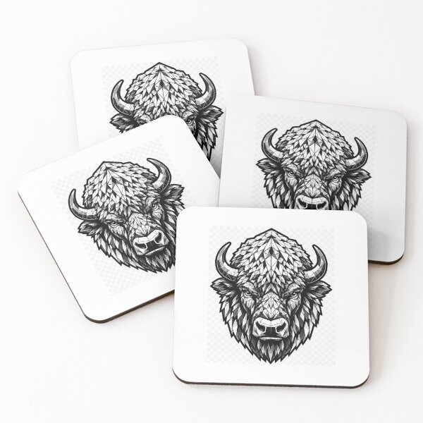 Item preview, Geometric American Bison Head | Low Poly Wildlife Vector | Black & White Buffalo Sticker designed and sold by DesertInkArt.