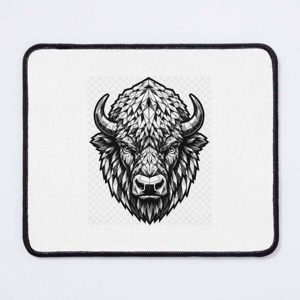 Item preview, Geometric American Bison Head | Low Poly Wildlife Vector | Black & White Buffalo Sticker designed and sold by DesertInkArt.