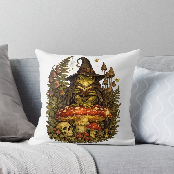 Item preview, Wizard Frog on Glowing Toadstool | Gothic Cottagecore Vintage Botanical Mushroom Art designed and sold by LuxeBuzz.