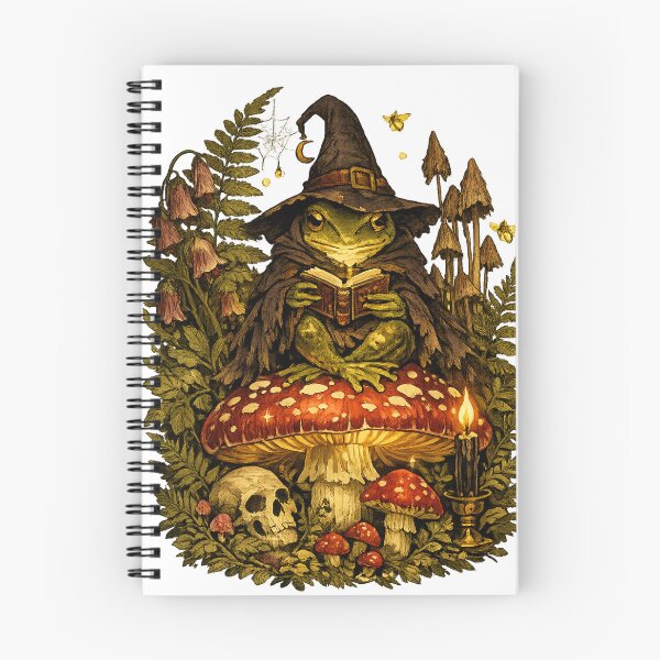 Item preview, Wizard Frog on Glowing Toadstool | Gothic Cottagecore Vintage Botanical Mushroom Art designed and sold by LuxeBuzz.