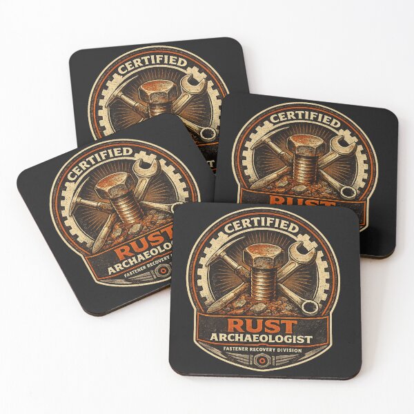 Item preview, Certified Rust Archaeologist – Funny Rust Belt Mechanic Badge designed and sold by ZestyThreads.