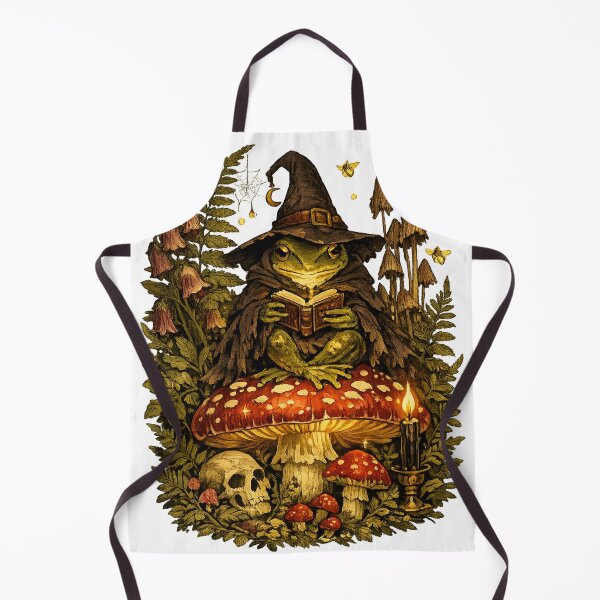 Item preview, Wizard Frog on Glowing Toadstool | Gothic Cottagecore Vintage Botanical Mushroom Art designed and sold by LuxeBuzz.
