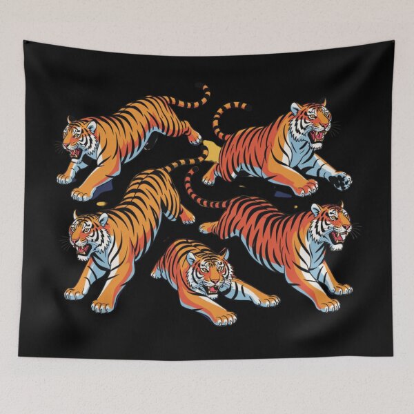 Item preview, five different dynamic action poses of a fierce tiger designed and sold by 123ks.