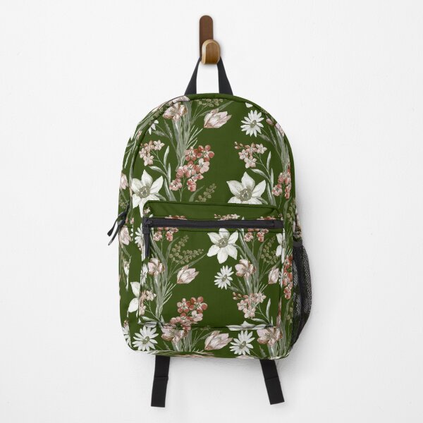 Item preview, Olive Green Botanical Lily and Blush Tulip Pattern designed and sold by ​Jyoti Digital Artist.