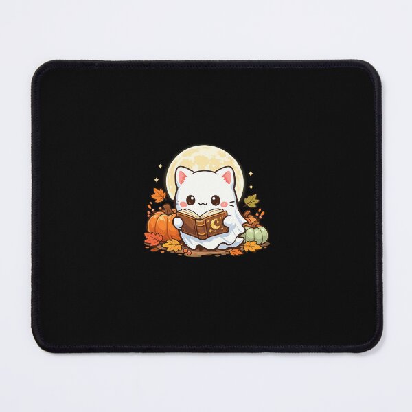 Item preview, Cute Kawaii Ghost Cat Reading an Old Spell Book Under The Full Moon For Cat Lovers Kids Gift designed and sold by HoneyBlizz.
