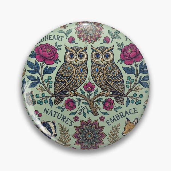 Item preview, Wildheart Forest pattern with owls, fox and badger – Boho floral design designed and sold by Lexyfy.