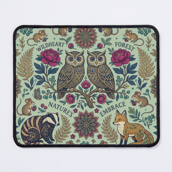 Item preview, Wildheart Forest pattern with owls, fox and badger – Boho floral design designed and sold by Lexyfy.