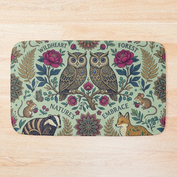 Item preview, Wildheart Forest pattern with owls, fox and badger – Boho floral design designed and sold by Lexyfy.