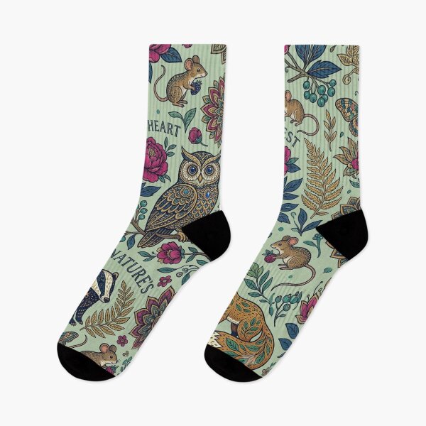 Item preview, Wildheart Forest pattern with owls, fox and badger – Boho floral design designed and sold by Lexyfy.