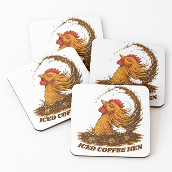 Item preview, Iced Coffee Hen Great Wave Style Illustration designed and sold by GibasVisuals.