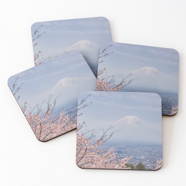 Item preview, Cherry blossoms framing misty Mount Fuji designed and sold by Imagerisium.