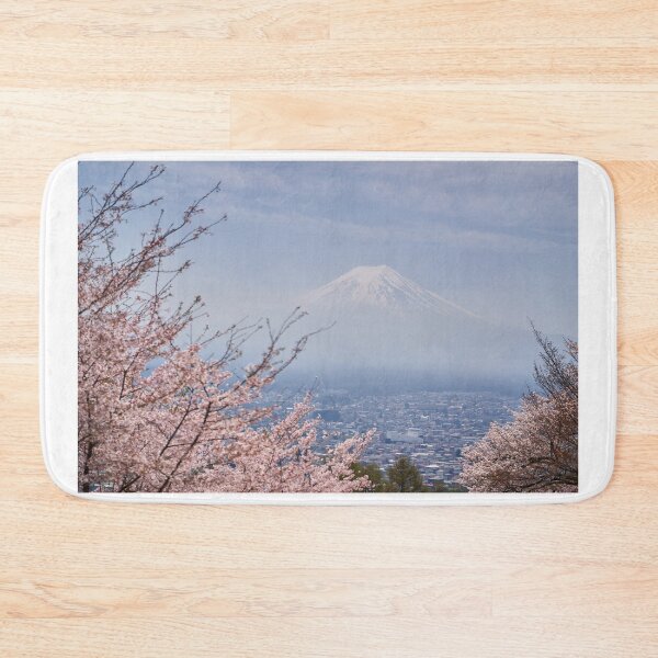 Item preview, Cherry blossoms framing misty Mount Fuji designed and sold by Imagerisium.