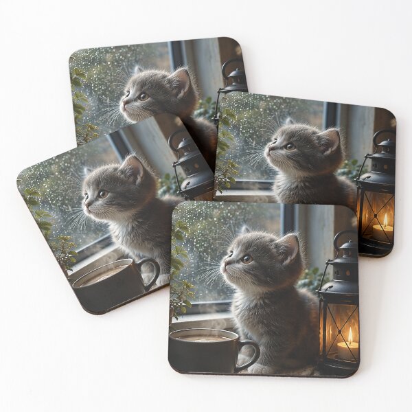 Item preview, Cozy Cat Watching the Rain with Coffee designed and sold by Sara-Ai.