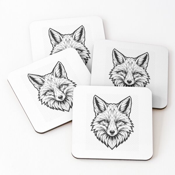 Item preview, Geometric Red Fox Head | Low Poly Wildlife Vector | Black & White Fox Sticker designed and sold by DesertInkArt.