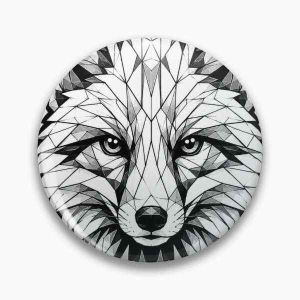 Item preview, Geometric Red Fox Head | Low Poly Wildlife Vector | Black & White Fox Sticker designed and sold by DesertInkArt.
