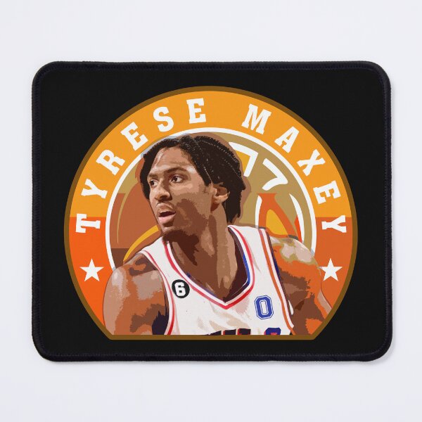Item preview, Tyrese Maxey Basketball Portrait Artwork with Circular Typography Graphic Design designed and sold by Zigmak.