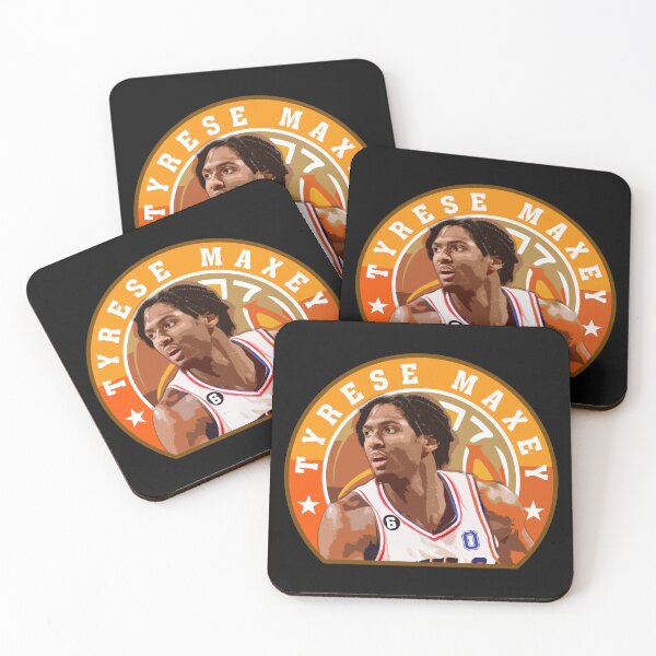 Item preview, Tyrese Maxey Basketball Portrait Artwork with Circular Typography Graphic Design designed and sold by Zigmak.