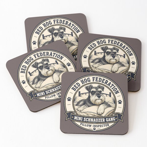 Item preview, Bed Hog Federation - Mini Schnauzer Gang - Pillow Inspector/Funny Schnauzer Dog Badge Logo  designed and sold by Halejo68.