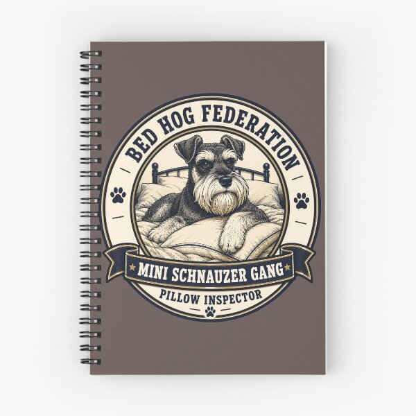 Item preview, Bed Hog Federation - Mini Schnauzer Gang - Pillow Inspector/Funny Schnauzer Dog Badge Logo  designed and sold by Halejo68.