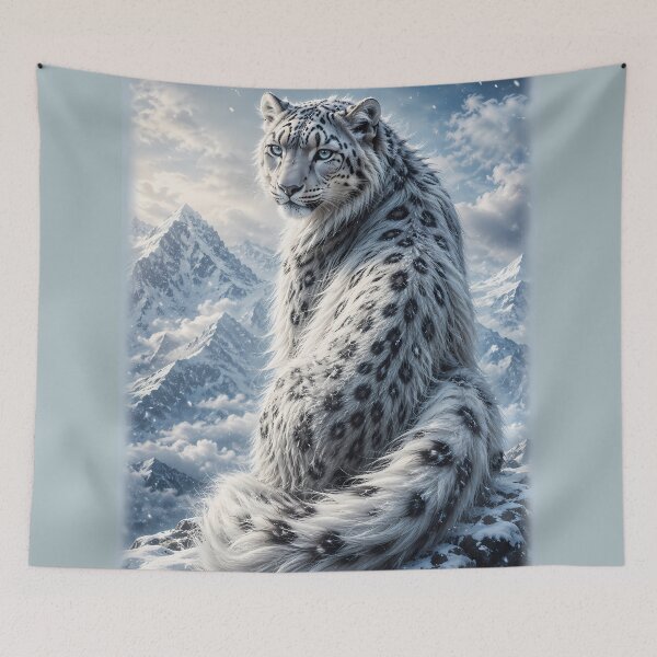 Item preview, Snow Leopard Walking Toward Camera | Snow Leopard Art | Winter Wildlife Fantasy | AI Snow Leopard Painting | Snow Leopard Wall Art designed and sold by ManJiangHong.