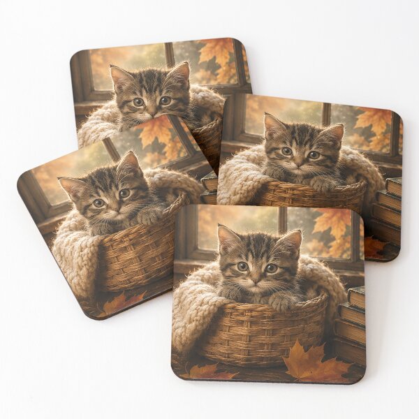 Item preview, Cute Autumn Cat in Wicker Basket designed and sold by Sara-Ai.