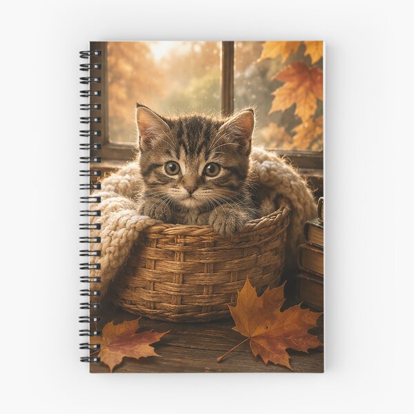 Item preview, Cute Autumn Cat in Wicker Basket designed and sold by Sara-Ai.