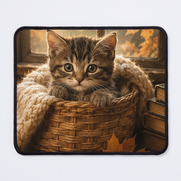 Item preview, Cute Autumn Cat in Wicker Basket designed and sold by Sara-Ai.