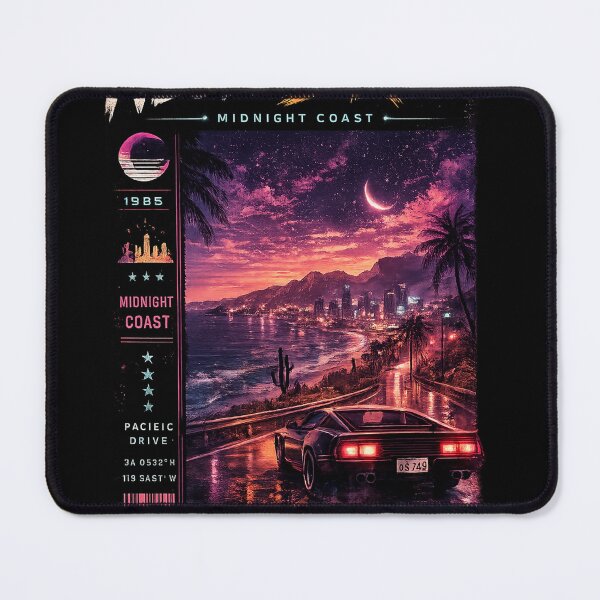 Item preview, Neon Drive – Midnight Coast | Retro Coastal Synthwave Poster designed and sold by CreativeCook.