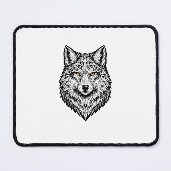 Item preview, Geometric Gray Wolf Head | Low Poly Wildlife Vector | Black & White Wolf Sticker designed and sold by DesertInkArt.