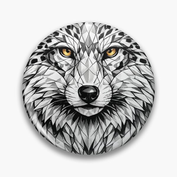 Item preview, Geometric Gray Wolf Head | Low Poly Wildlife Vector | Black & White Wolf Sticker designed and sold by DesertInkArt.