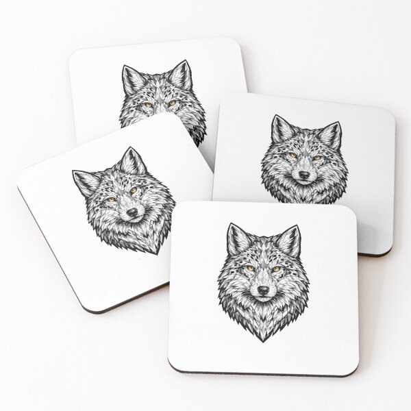 Item preview, Geometric Gray Wolf Head | Low Poly Wildlife Vector | Black & White Wolf Sticker designed and sold by DesertInkArt.