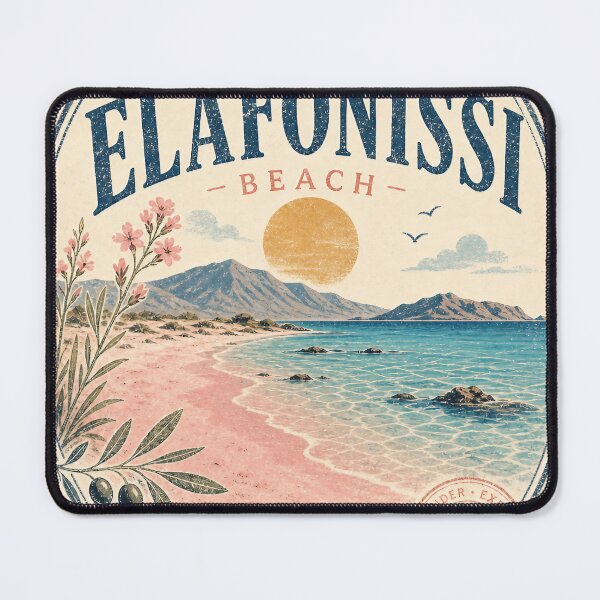 Item preview, Elafonissi Beach Crete Vintage Travel Badge, Greece Pink Sand Paradise designed and sold by Jandedan.