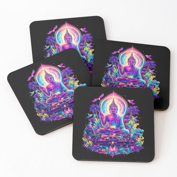 Item preview, Psychedelic Buddha DJ Neon Meditation Music Art designed and sold by LiftyGifts.