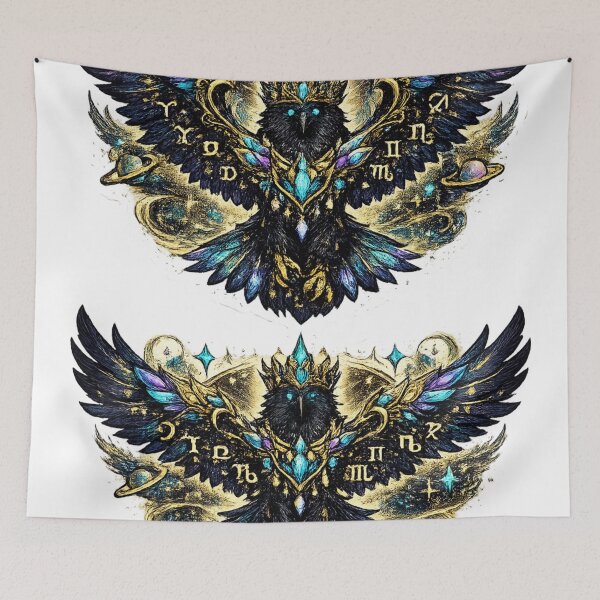 Item preview, Mystical Zodiac Raven Crown | Celestial Astrology Bird | Cosmic Gothic Fantasy Art designed and sold by irfanshikh.