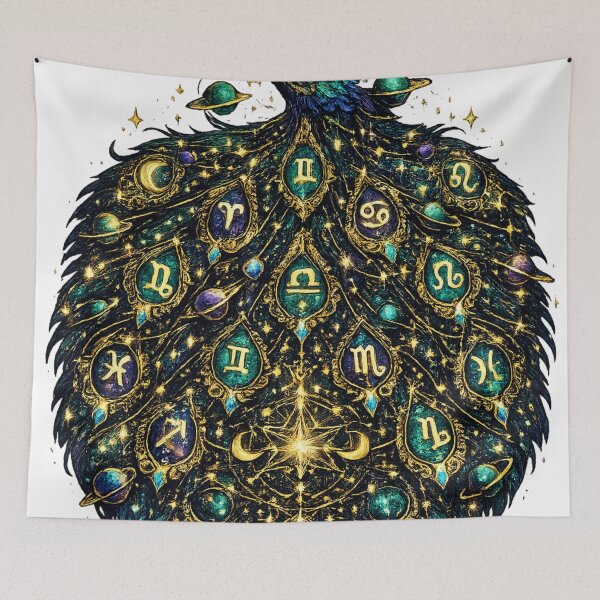 Item preview, Zodiac Peacock Galaxy | Celestial Astrology Bird | Mystical Cosmic Feather Art designed and sold by irfanshikh.
