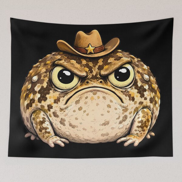 Item preview, Grumpy Toad Wearing Sheriff Cowboy Hat designed and sold by Linework Studio.