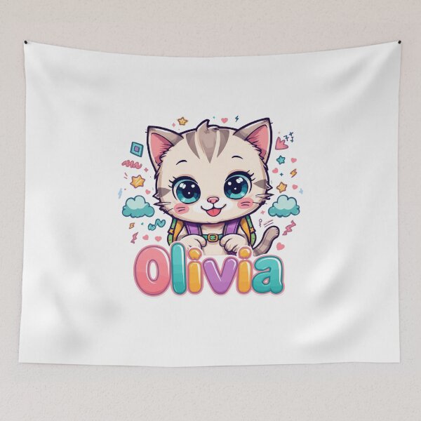 Item preview, Olivia Cute Cat Personalized Girls Back To School designed and sold by EchoPrint Co..
