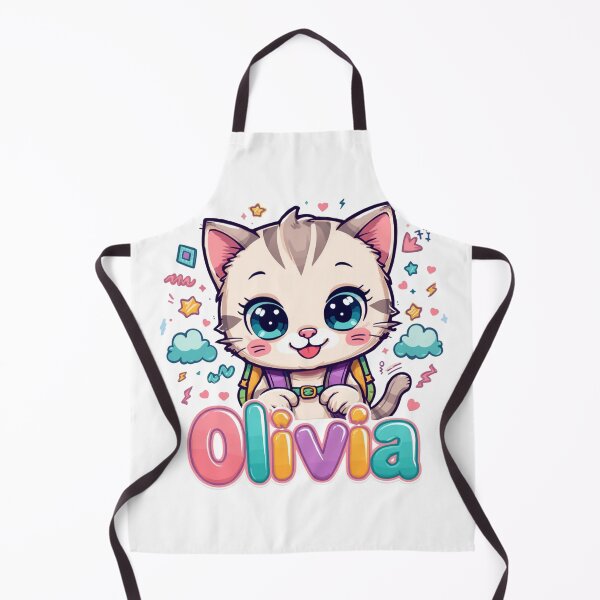 Item preview, Olivia Cute Cat Personalized Girls Back To School designed and sold by EchoPrint Co..