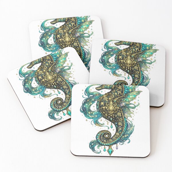 Item preview, Mystical Zodiac Seahorse | Celestial Ocean Creature | Astrology Fantasy Art designed and sold by irfanshikh.